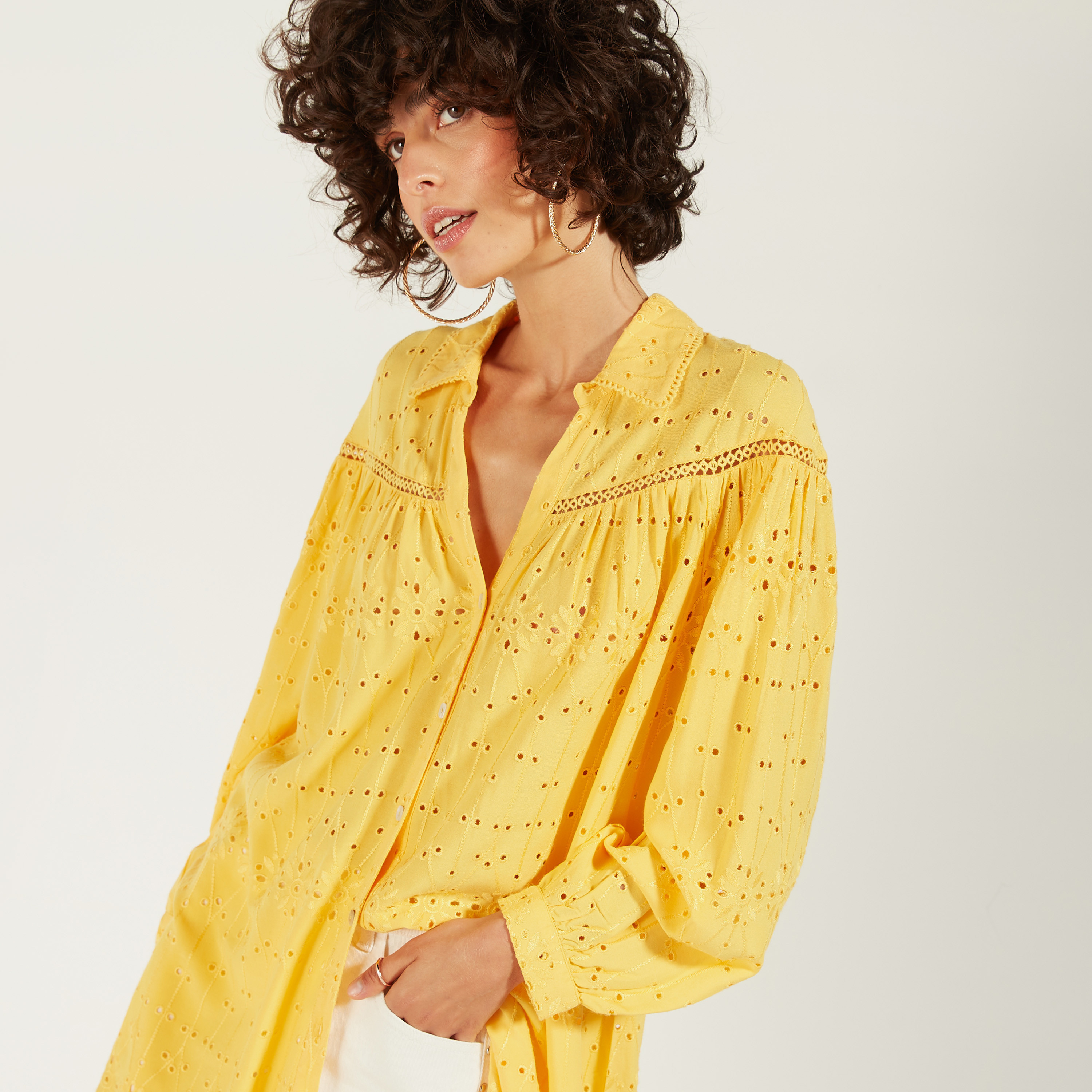 تونيك شيفلي طويل بياقة عادية وأزرار إغلاق-women-clothing-shirtsandblouses-blouses-image-10