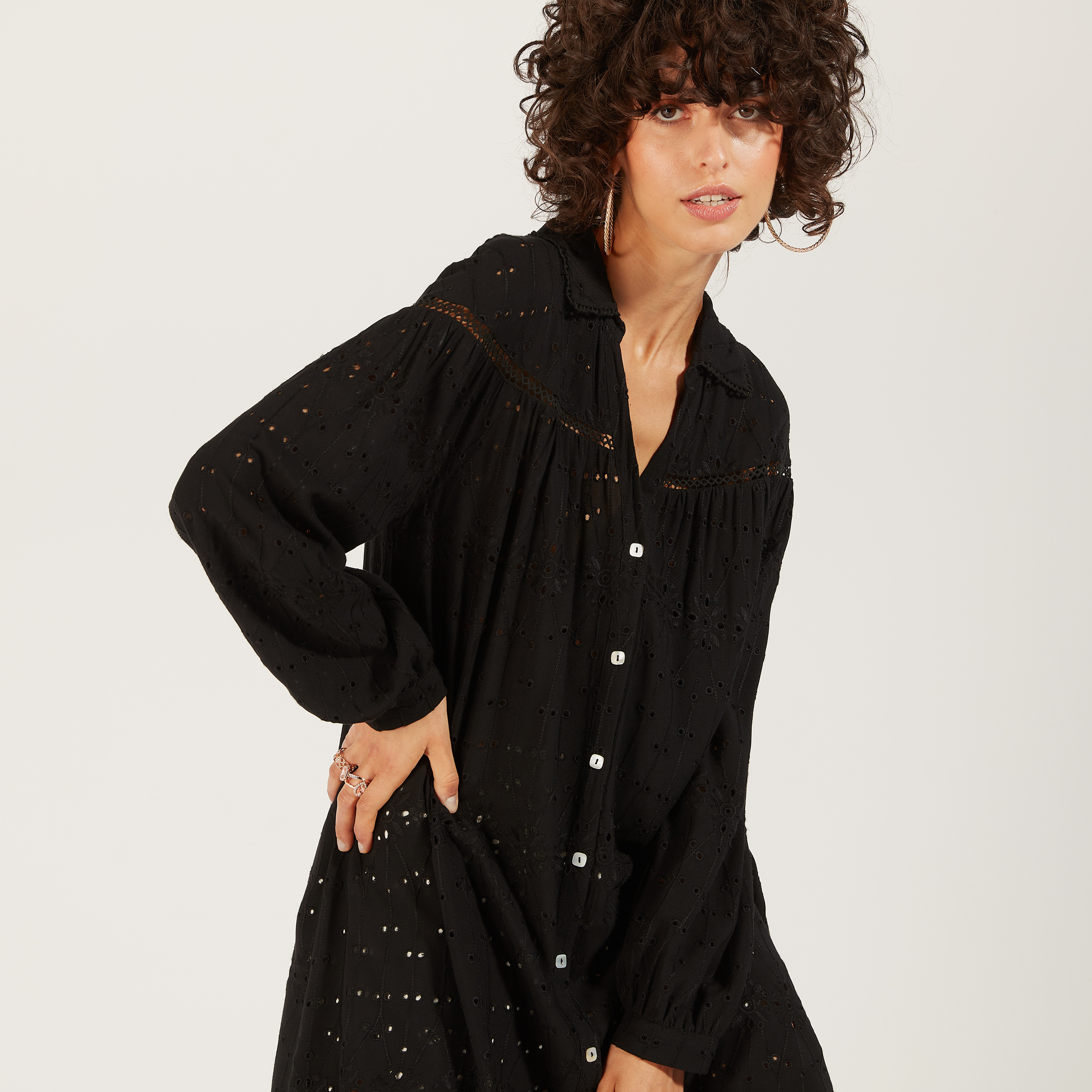 تونيك شيفلي طويل بياقة عادية وأزرار إغلاق-women-clothing-shirtsandblouses-blouses-image-16