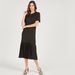 Solid Midi Shift Dress with Short Sleeves and Pleated Detail-Dresses-thumbnailMobile-0