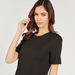 Solid Midi Shift Dress with Short Sleeves and Pleated Detail-Dresses-thumbnailMobile-2