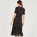 Solid Midi Shift Dress with Short Sleeves and Pleated Detail-Dresses-thumbnail-3