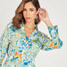 Printed Longline Shirt with V-neck and Long Sleeves-Shirts & Blouses-thumbnailMobile-2