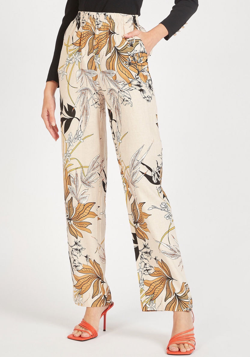 Floral Print Mid-Rise Trousers with Pockets-Pants-image-0