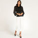 Textured Top with Neck Tie-Up and Long Sleeves-Shirts & Blouses-thumbnail-1