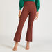 Solid Mid-Rise Flared Leg Pants with Slits and Elasticised Waist-Pants-thumbnail-4