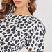 Animal Print Crew Neck T-shirt with Puff Sleeves-T Shirts-thumbnail-2