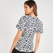 Animal Print Crew Neck T-shirt with Puff Sleeves-T Shirts-thumbnailMobile-3
