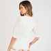 Textured V-neck Top with Button Closure and Puff Sleeves-Tops-thumbnailMobile-3