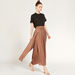 Pleated Maxi A-line Skirt with Elasticised Waist and Slit-Skirts-thumbnailMobile-1