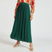 Pleated Maxi A-line Skirt with Elasticised Waist and Slit-Skirts-thumbnailMobile-0