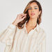 Striped Shirt with High Low Hem and Cutout Detail-Tops-thumbnail-5