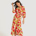Floral Print Midi Wrap Dress with Long Sleeves and Tie-Up Belt-Dresses-thumbnail-2