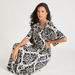 Paisley Print A-line Maxi Dress with Round Neck and Short Sleeves-Dresses-thumbnailMobile-0