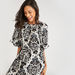 Paisley Print A-line Maxi Dress with Round Neck and Short Sleeves-Dresses-thumbnail-2