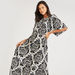Paisley Print A-line Maxi Dress with Round Neck and Short Sleeves-Dresses-thumbnail-4