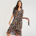 Floral Print Midi Wrap Dress with Short Sleeves and Tie-Up Waist-Dresses-thumbnail-2