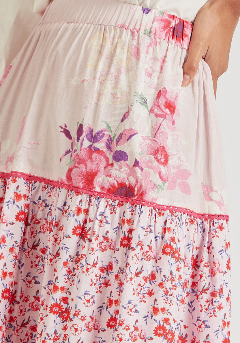 Floral Print Maxi Skirt with Elasticated Waistband-Skirts-image-2