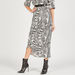 Zebra Print Midi Wrap Skirt with Button Closure-Skirts-thumbnailMobile-0