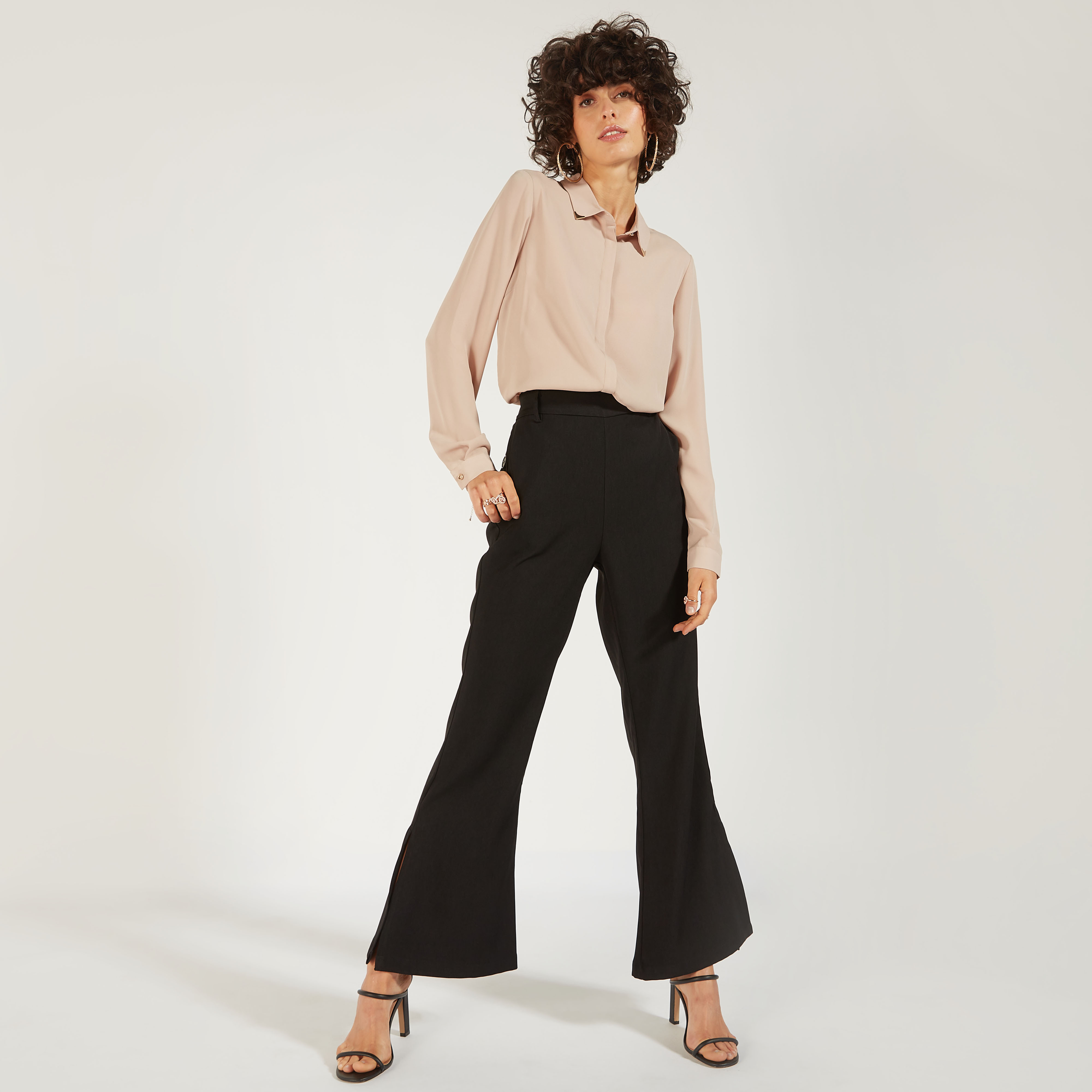 Solid High Low Shirt with Long Sleeves and Button Closure-women-clothing-shirtsandblouses-shirts-image-14