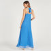 Textured Sleeveless Maxi A-line Dress with Halter Neck and Tie-Ups-Dresses-thumbnailMobile-3