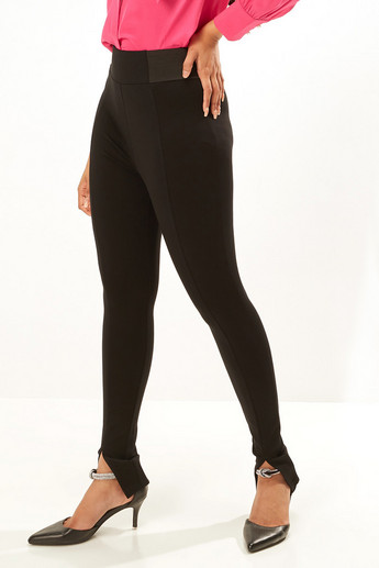 Buy Women's Solid Flexi Waist Treggings with Slits and Elasticised  Waistband Online