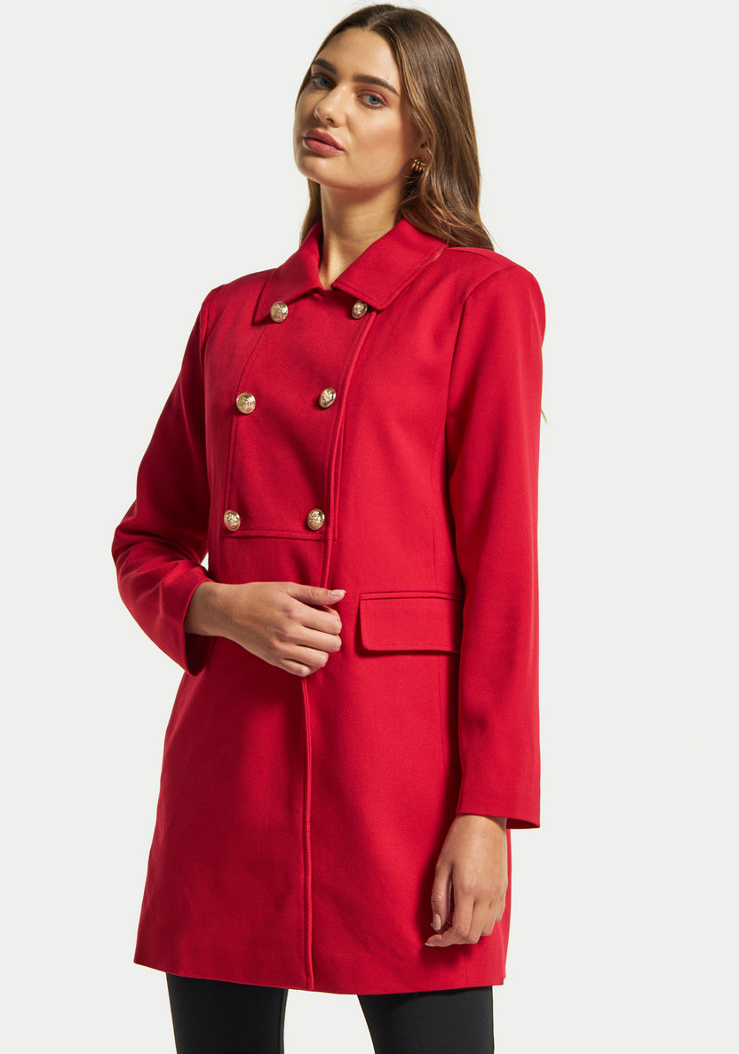 Buy Women's Solid Overcoat with Button Closure and Oversized Plush ...