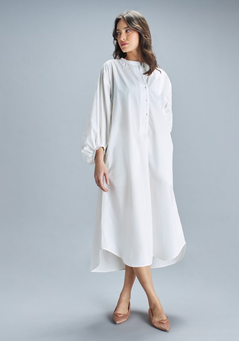 Buy Solid High-Low Midi Dress with Pockets and Button Detail | Splash UAE