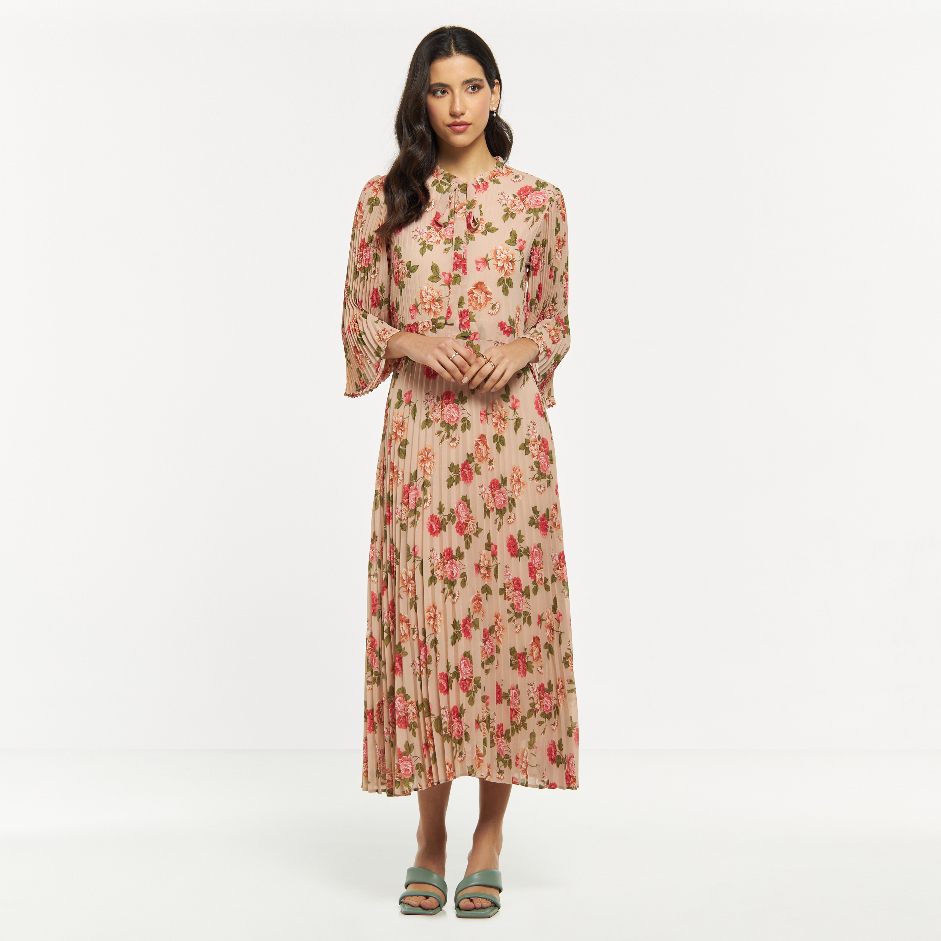 Zara printed cheap pleated dress