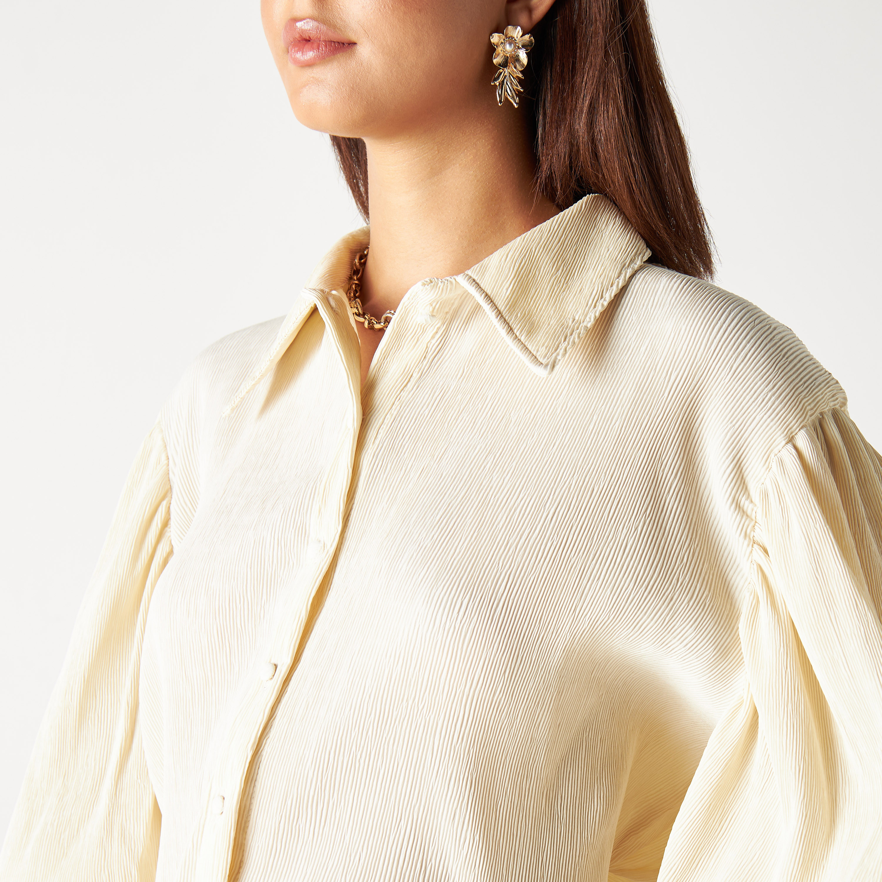 Textured Shirt with Bishop Sleeves-women-clothing-shirtsandblouses-shirts-image-4