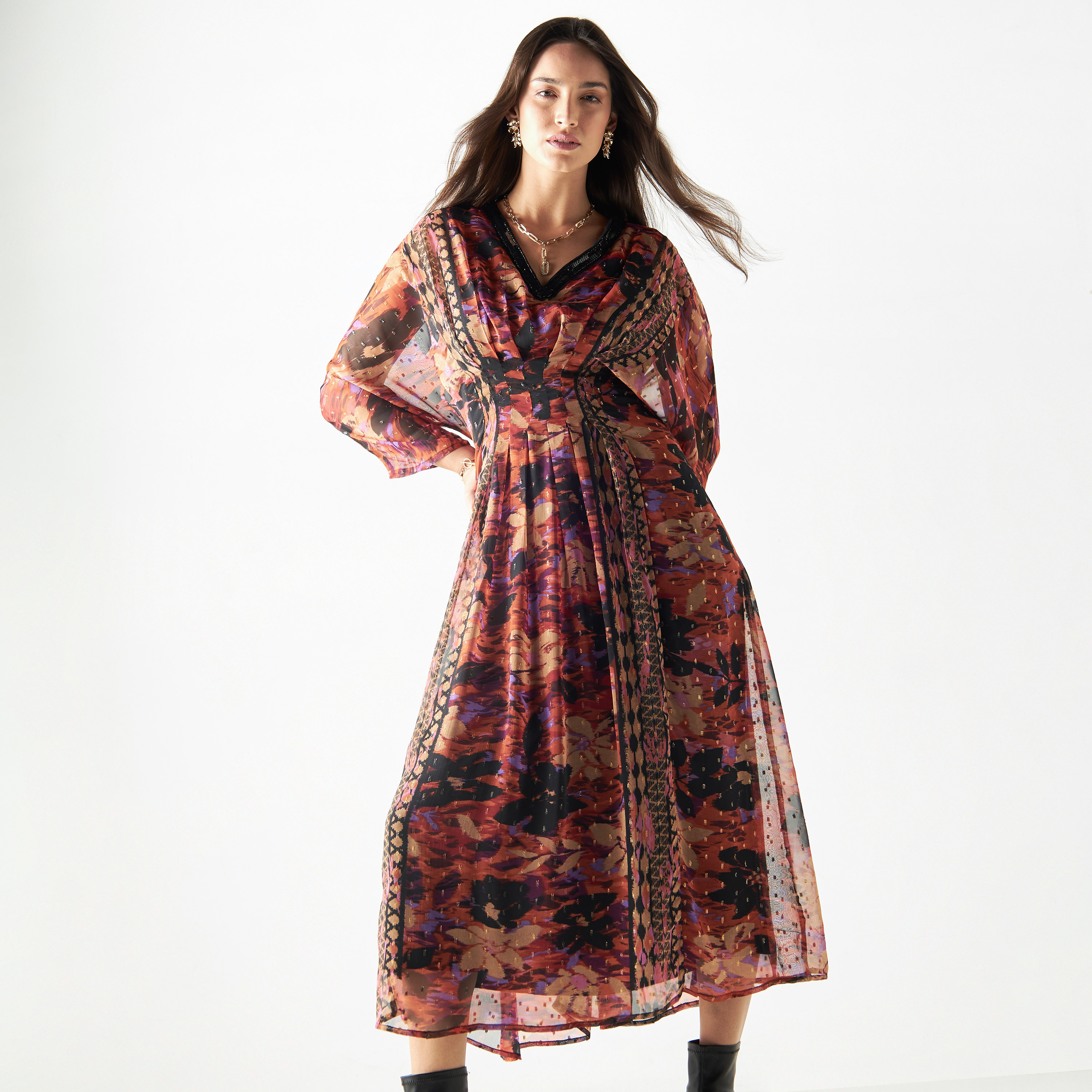 Buy Women s All Over Print Maxi A line Dress Online Centrepoint KSA