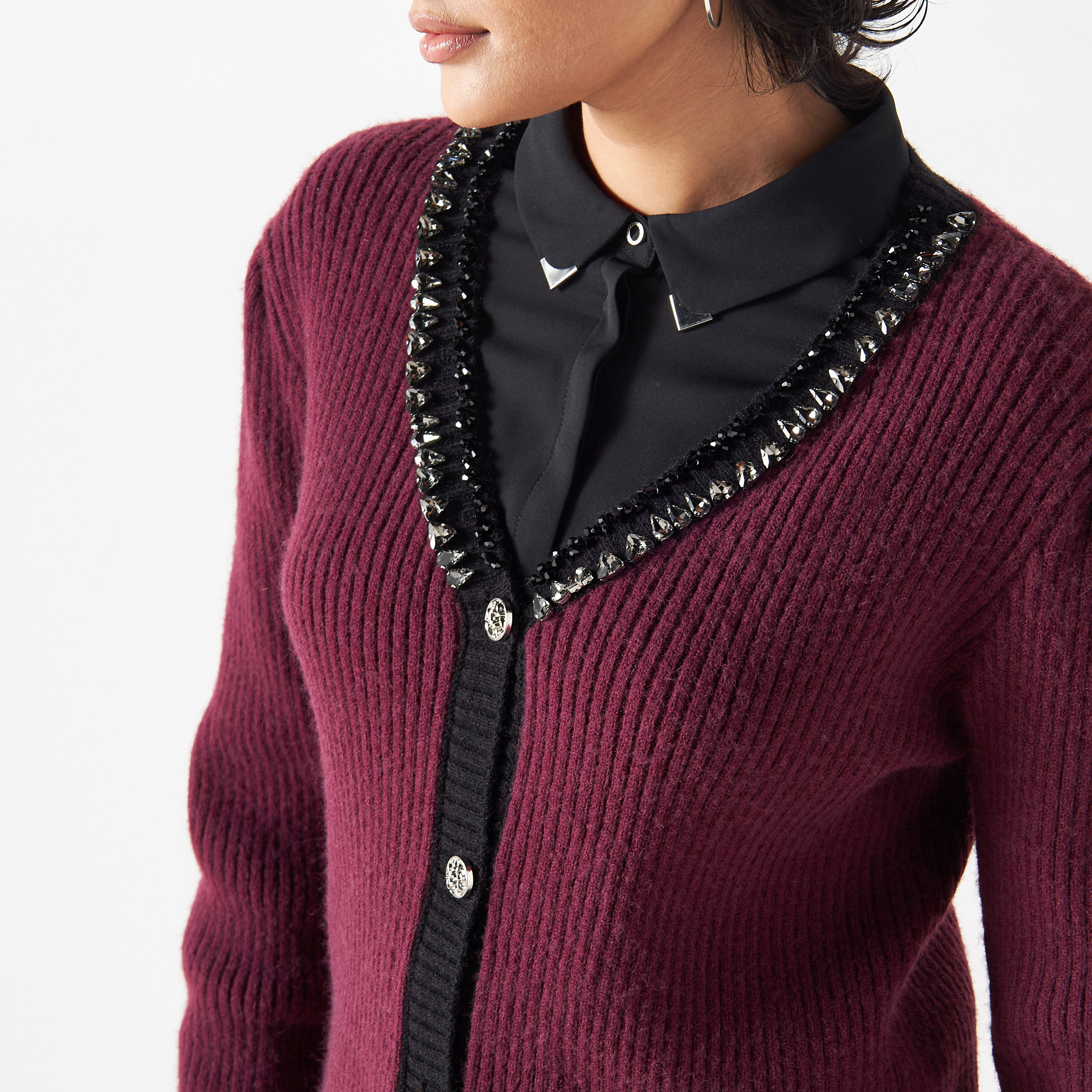 Embellished Cardigan with Long Sleeves