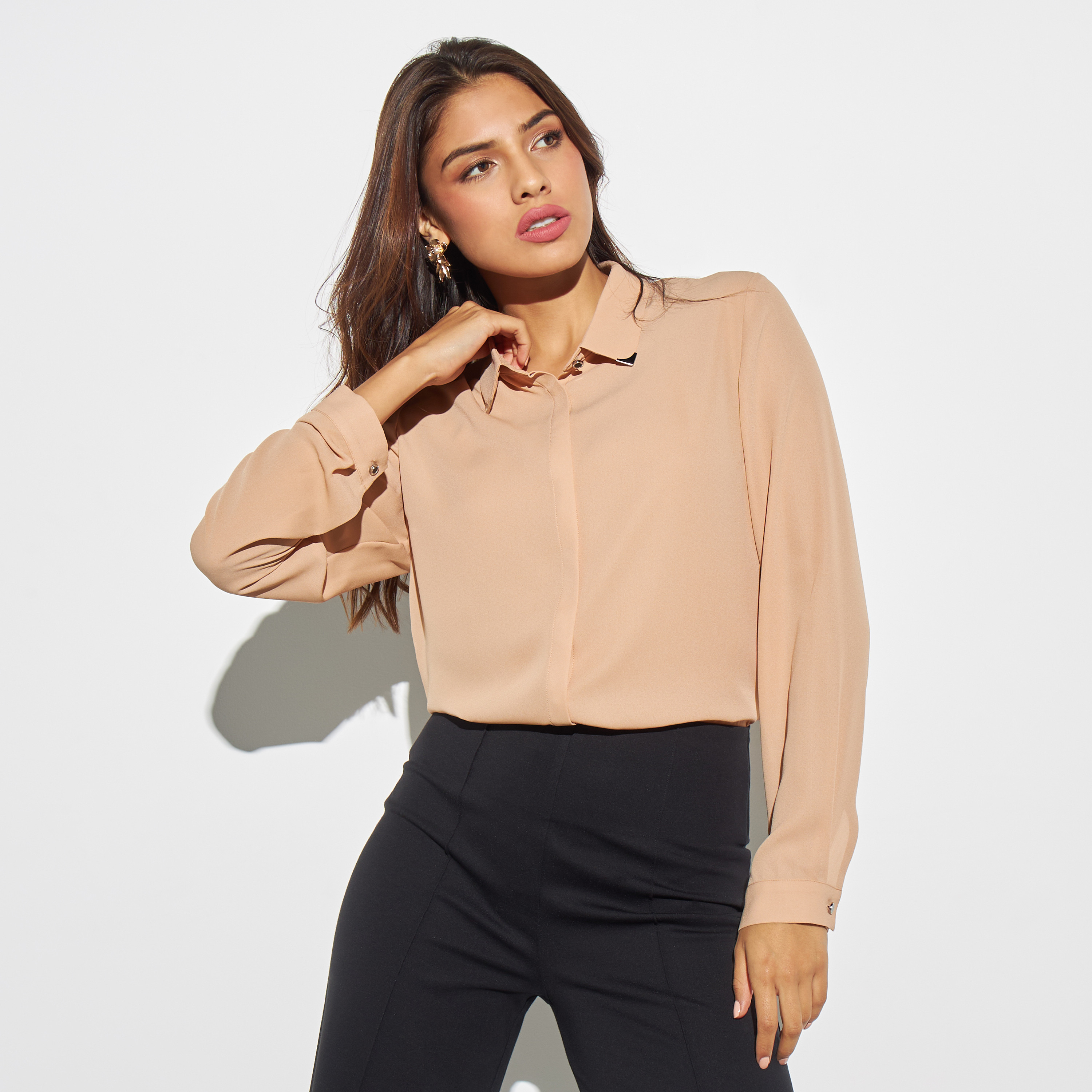 Solid Shirt with Long Sleeves-women-clothing-shirtsandblouses-shirts-image-1