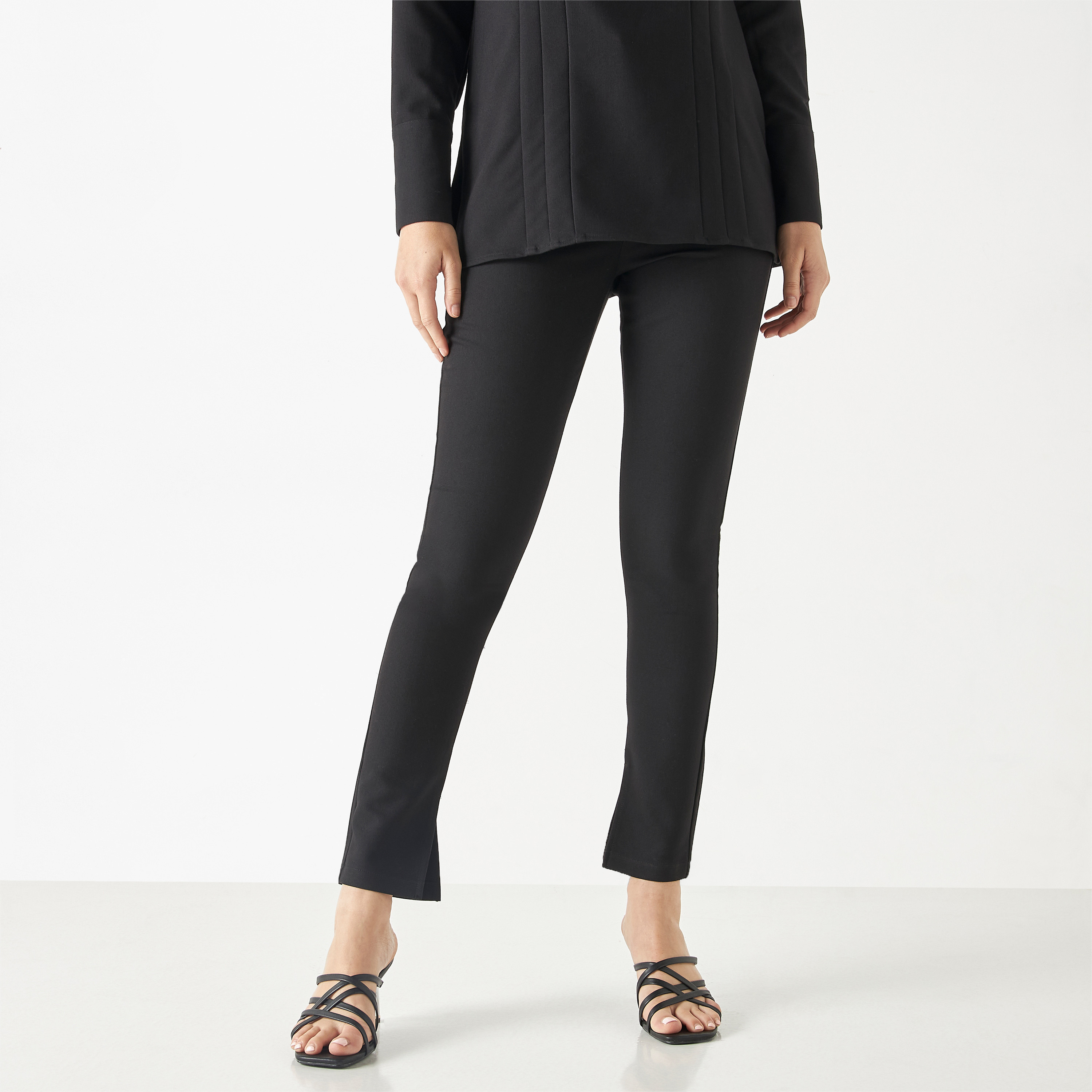 Buy Women s Solid Treggings with Slit Detail Online Centrepoint Bahrain