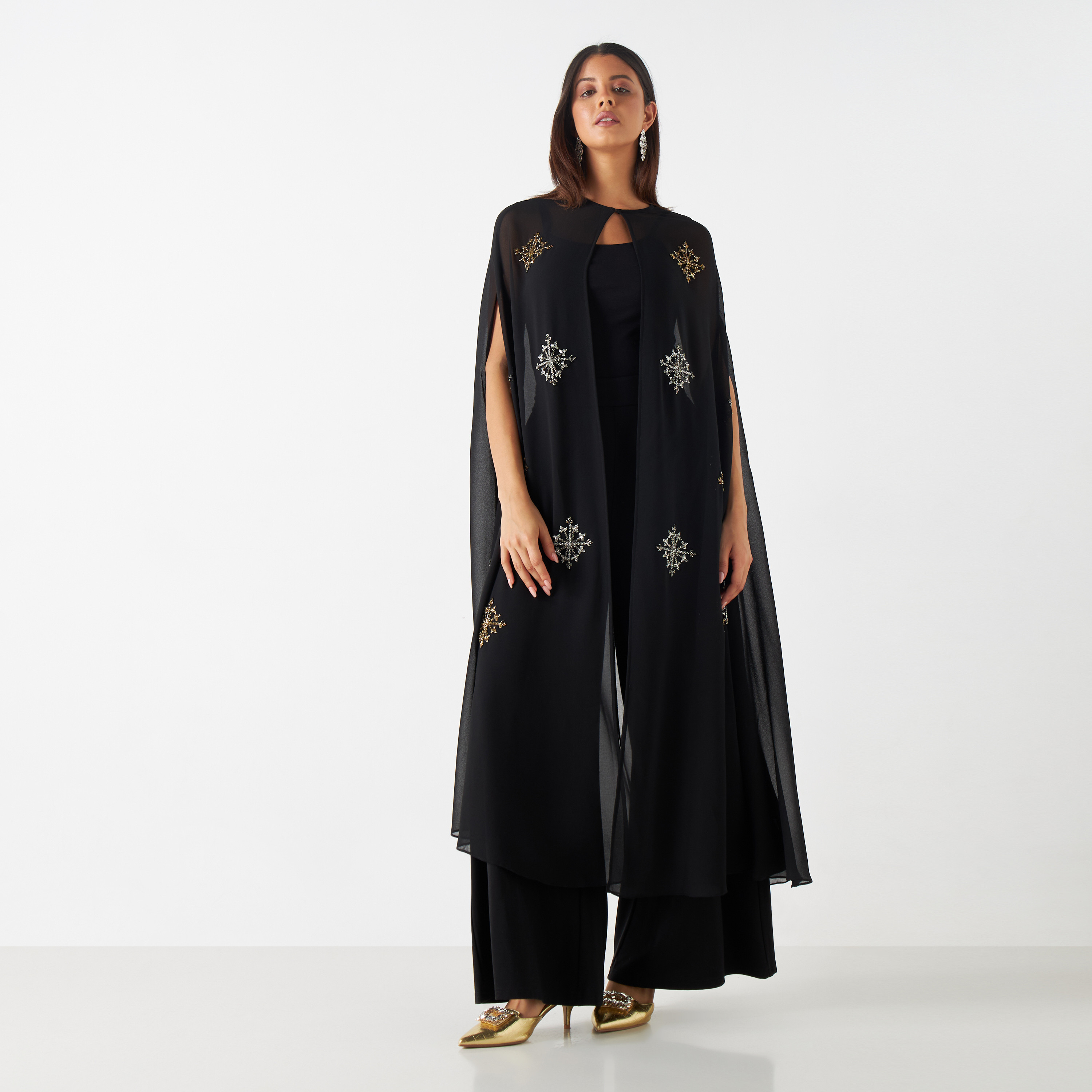 Embellished Longline Cape with Slit Detail-women-clothing-shirtsandblouses-blouses-image-1