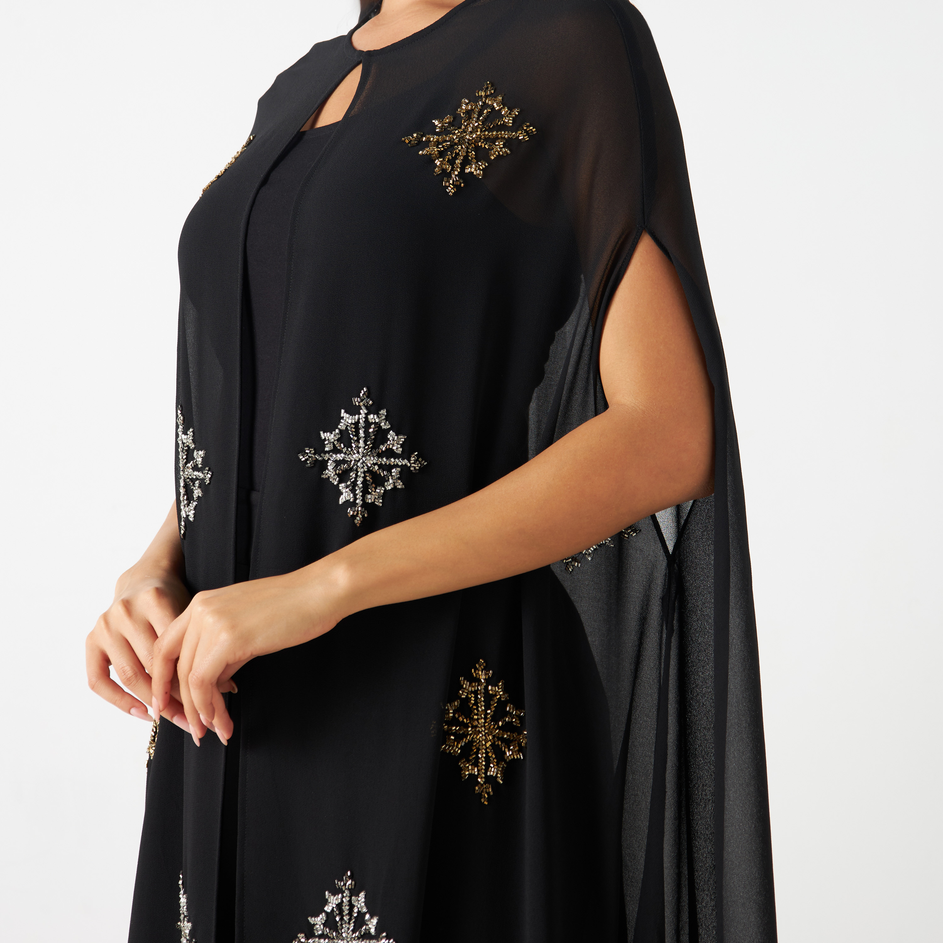 Embellished Longline Cape with Slit Detail-women-clothing-shirtsandblouses-blouses-image-4