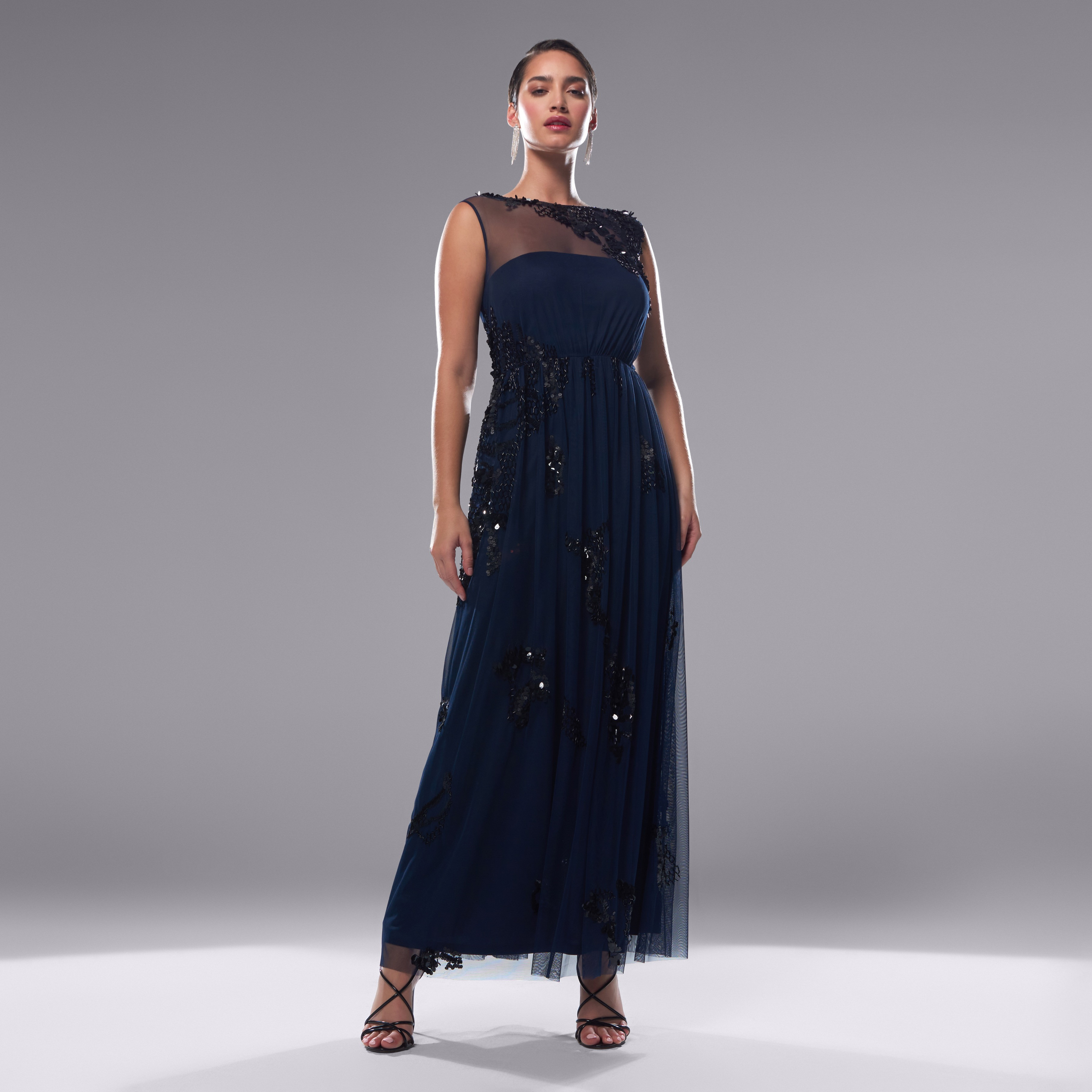 Buy Embellished Sleeveless Maxi Dress with Round Neck Splash Bahrain