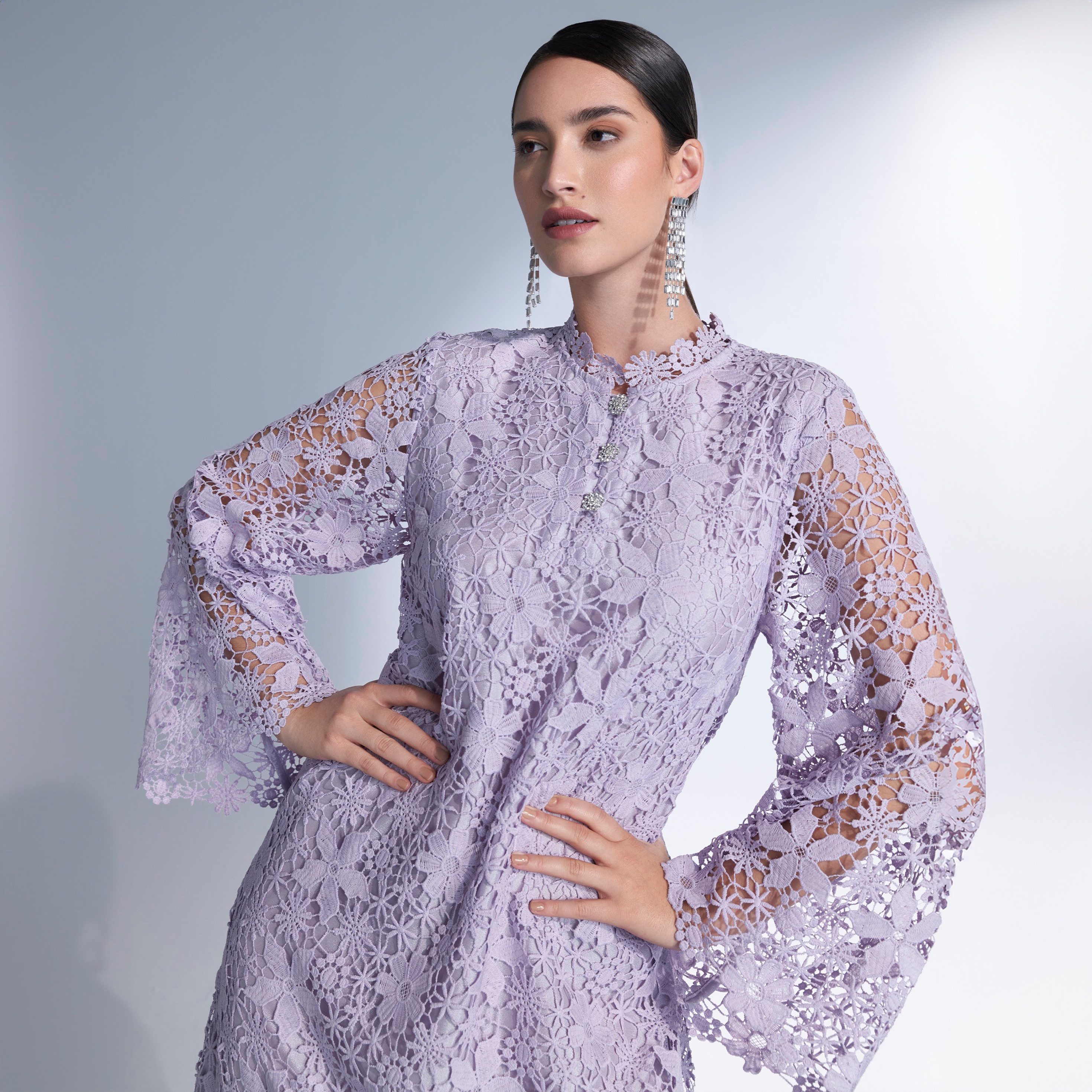 Floral lace dress with sleeves best sale