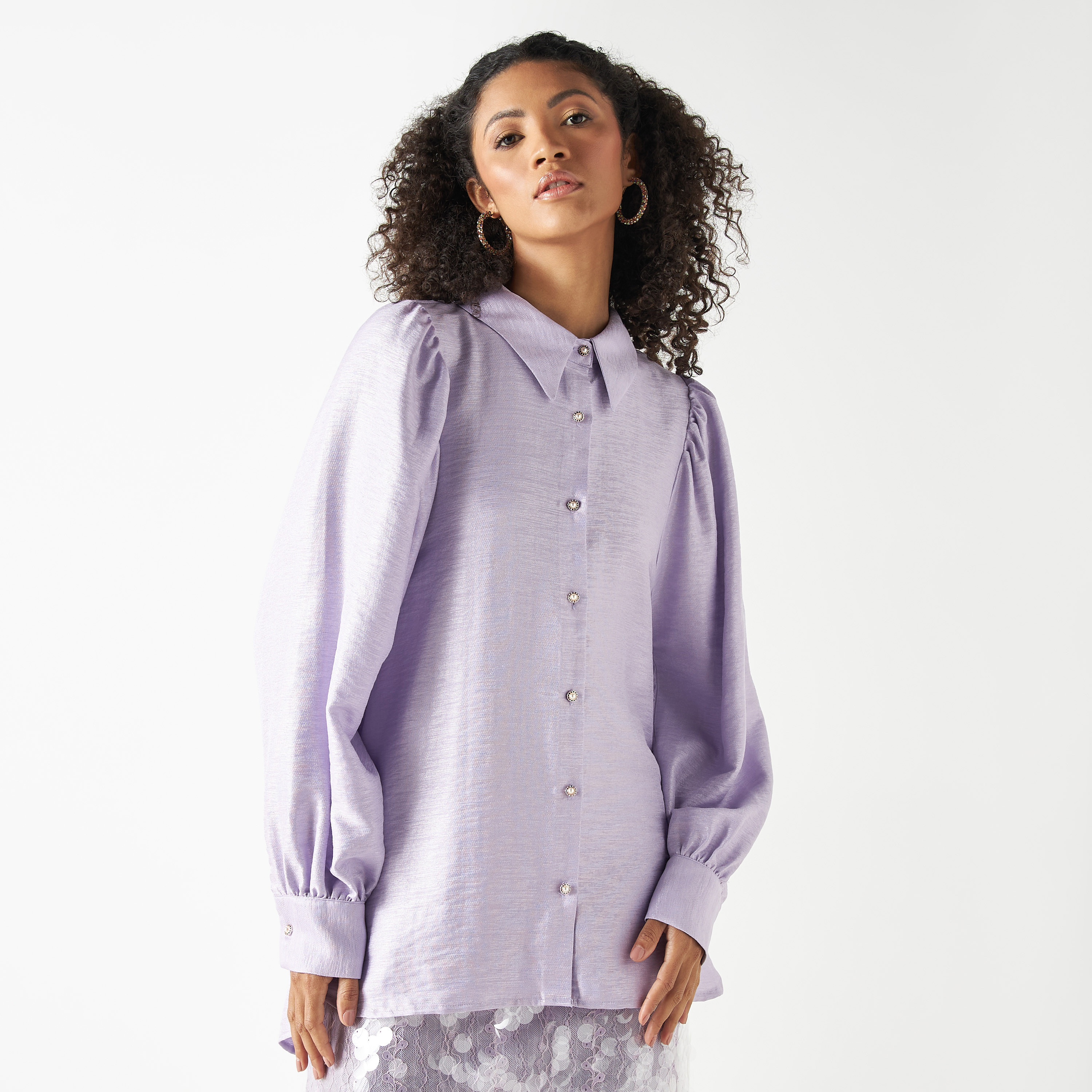 بلوزة بأكمام طويلة وياقة عادية بتفاصيل رباط-women-clothing-shirtsandblouses-shirts-image-5