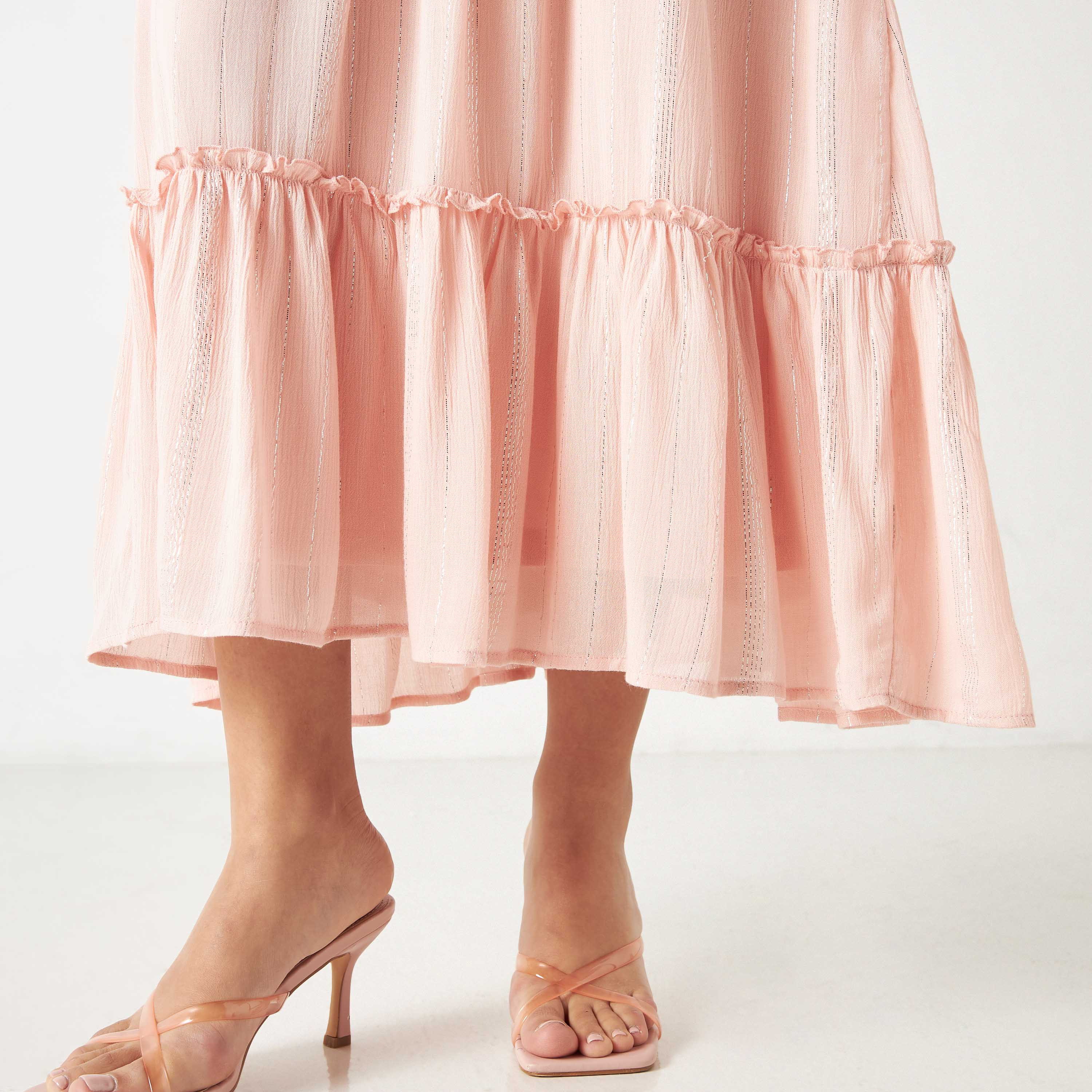 Embroidered full skirt maxi dress hotsell