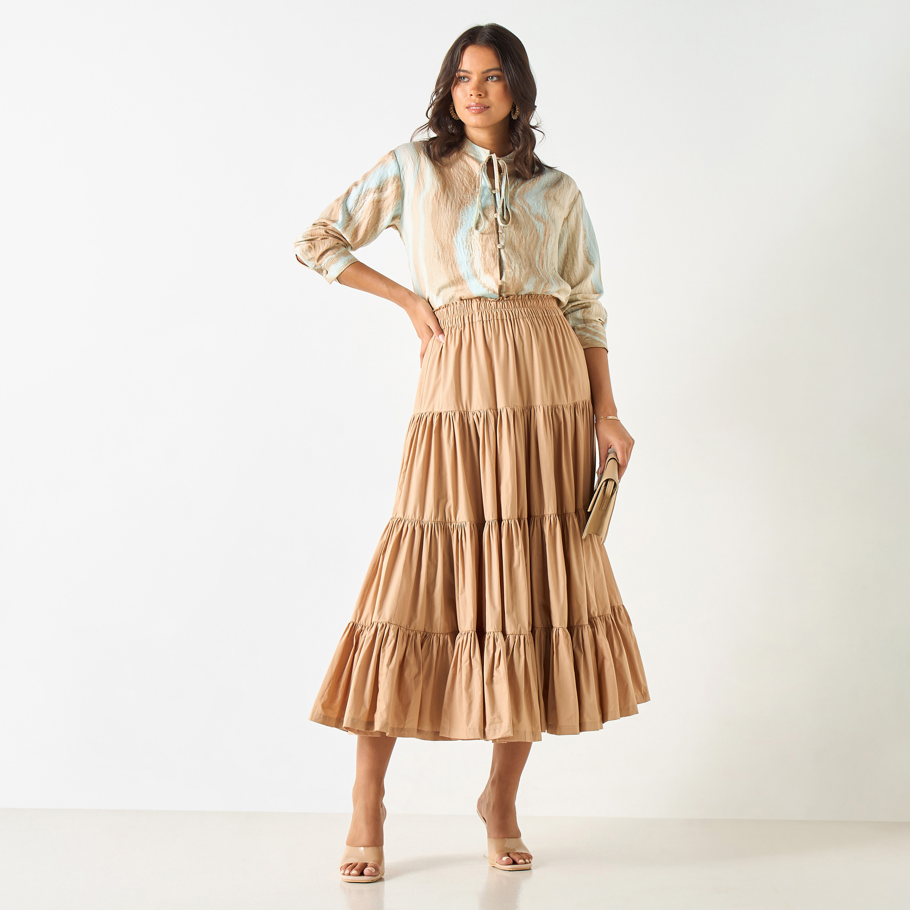 Mel gather skirt andmary ブラウンM ANDMARY】Mel gather skirt