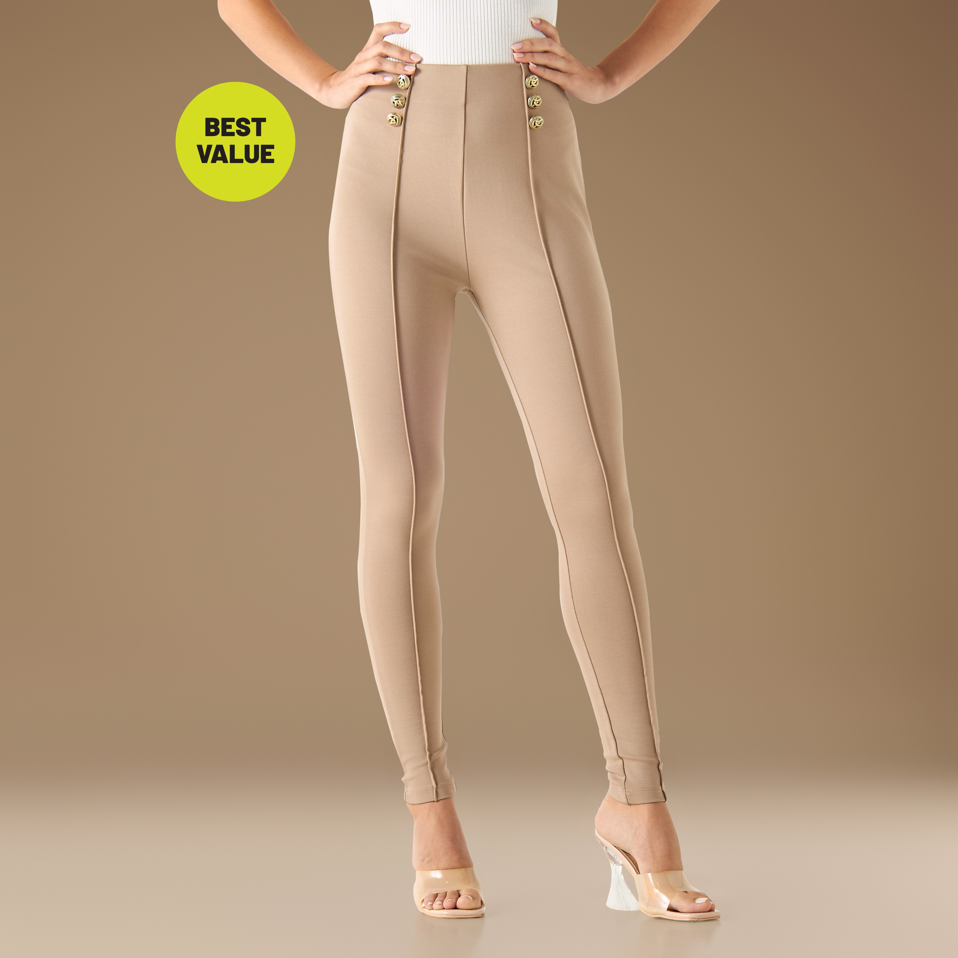 Buy Women s Button Accent Treggings with Pintuck Detail Online Centrepoint UAE