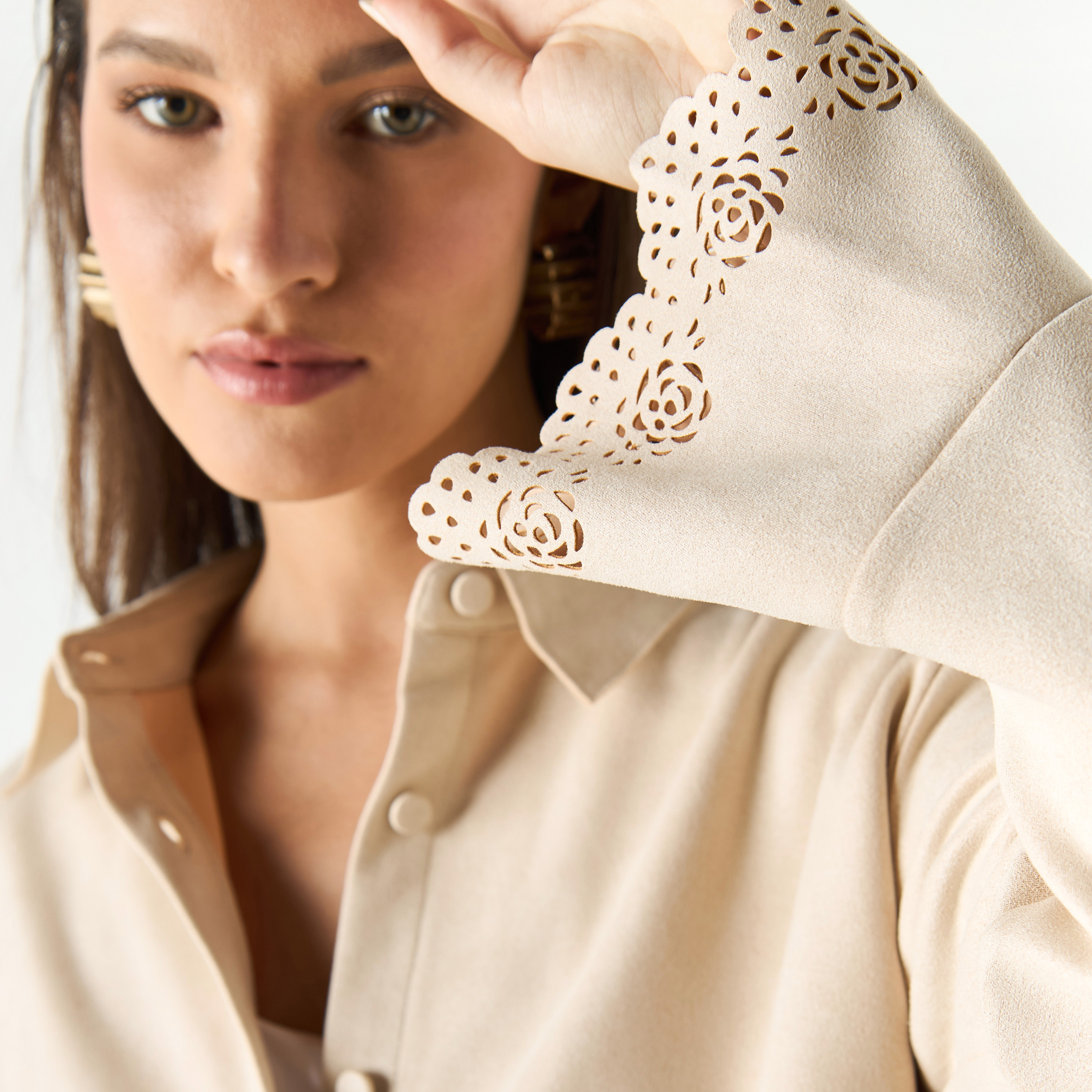 Solid Shacket with Collar and Long Sleeves-women-winterwear-coatsandjackets-jackets-image-4