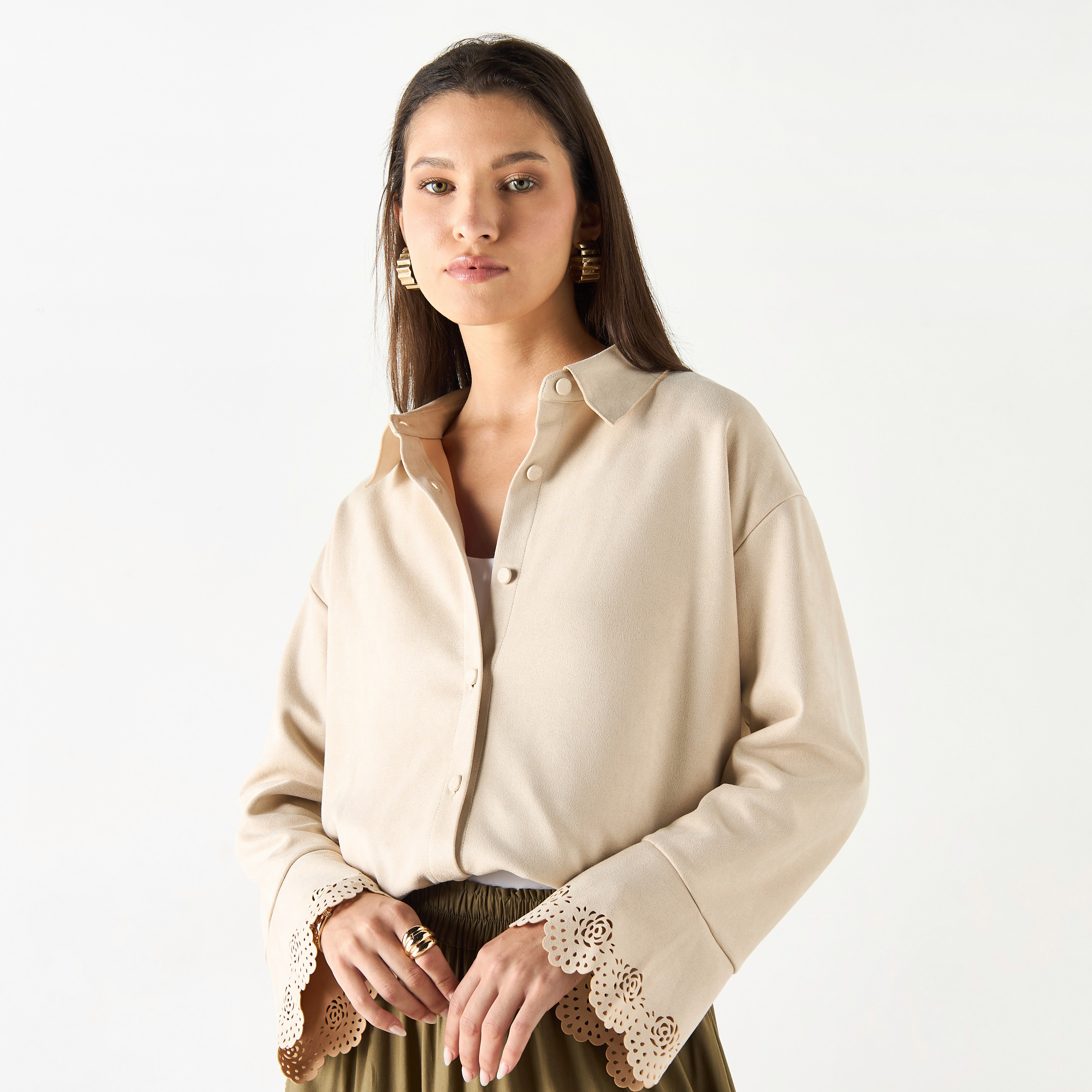 Solid Shacket with Collar and Long Sleeves-women-winterwear-coatsandjackets-jackets-image-1