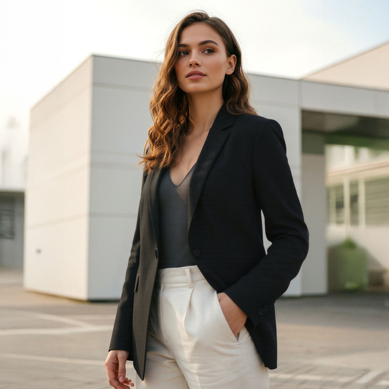 بليزر بياقة طويلة مطوية وجيوب-women-clothing-coatsandjackets-blazers-image-5