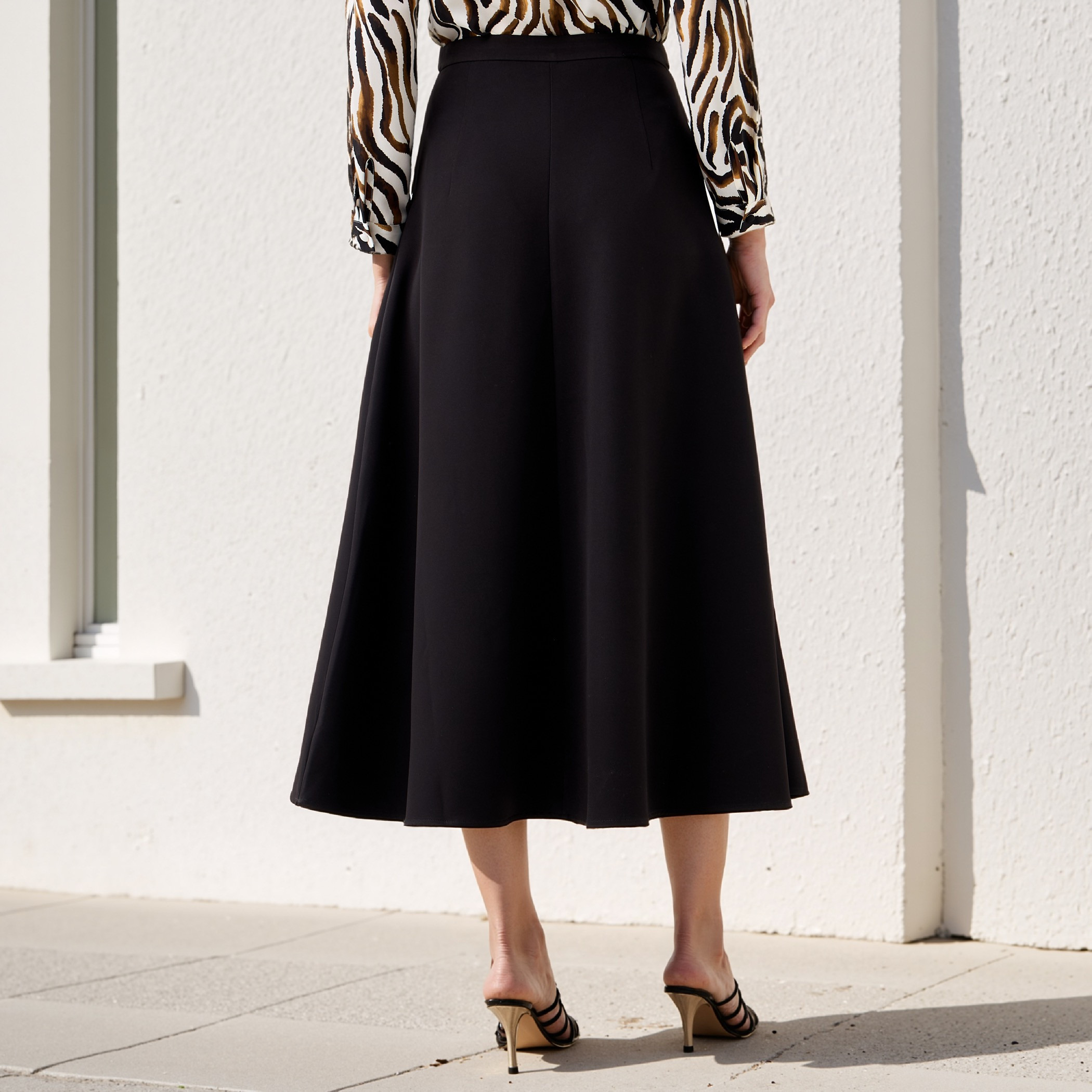 Pocket Detail A-line Midi Skirt with Zip Closure-women-clothing-bottoms-skirts-image-3