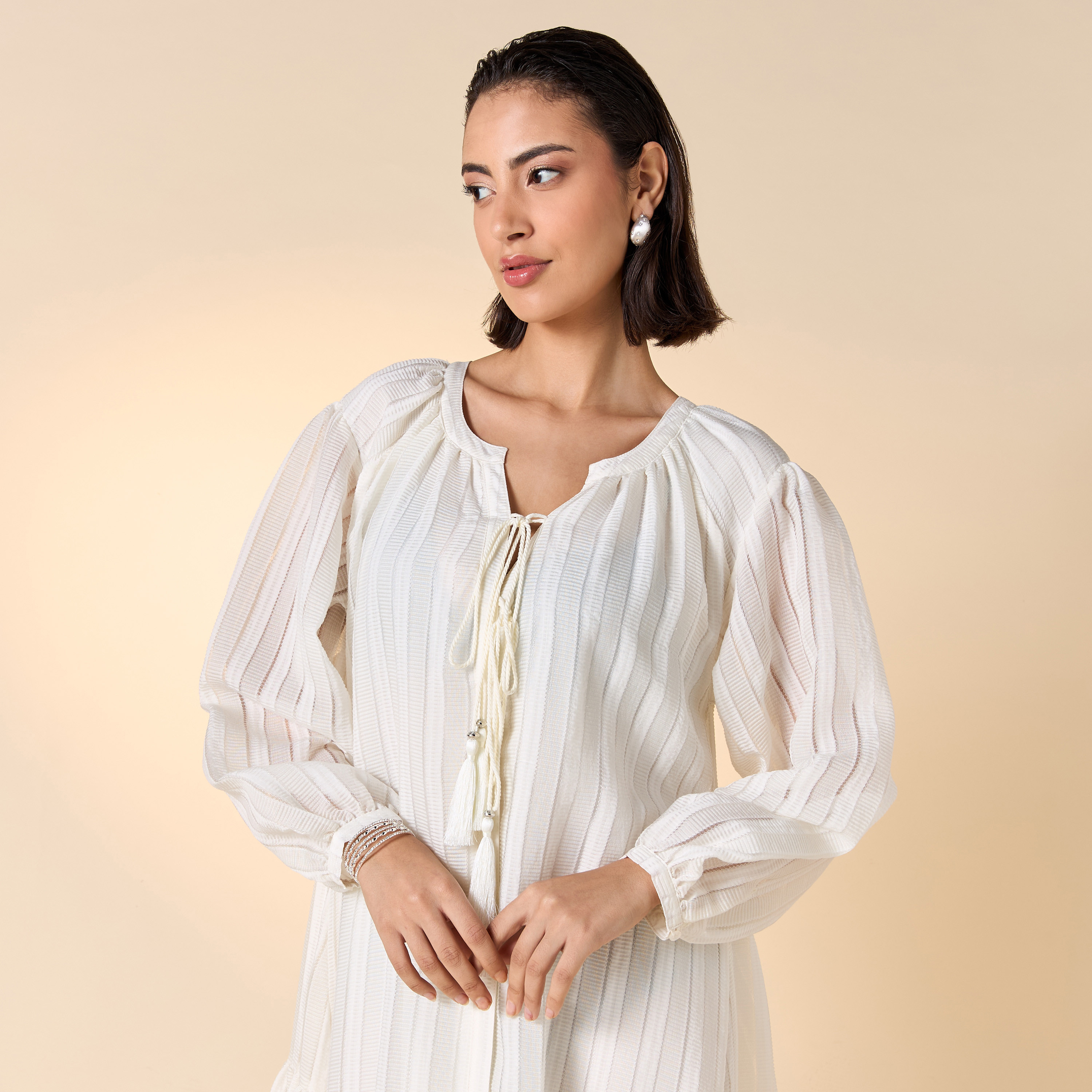 فستان بارز الملمس بأكمام طويلة وأربطة-women-clothing-dresses-image-14