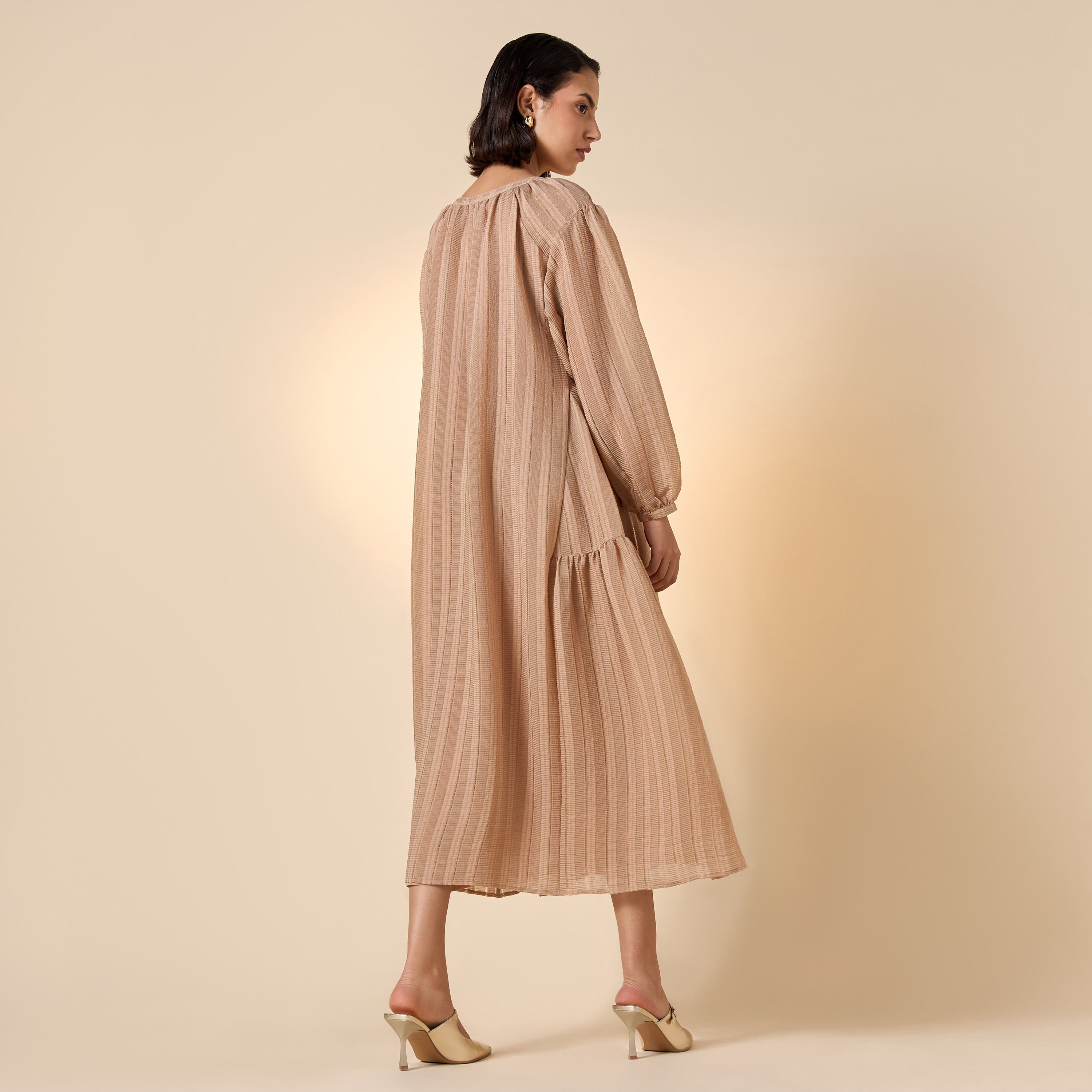 فستان بارز الملمس بأكمام طويلة وأربطة-women-clothing-dresses-image-3