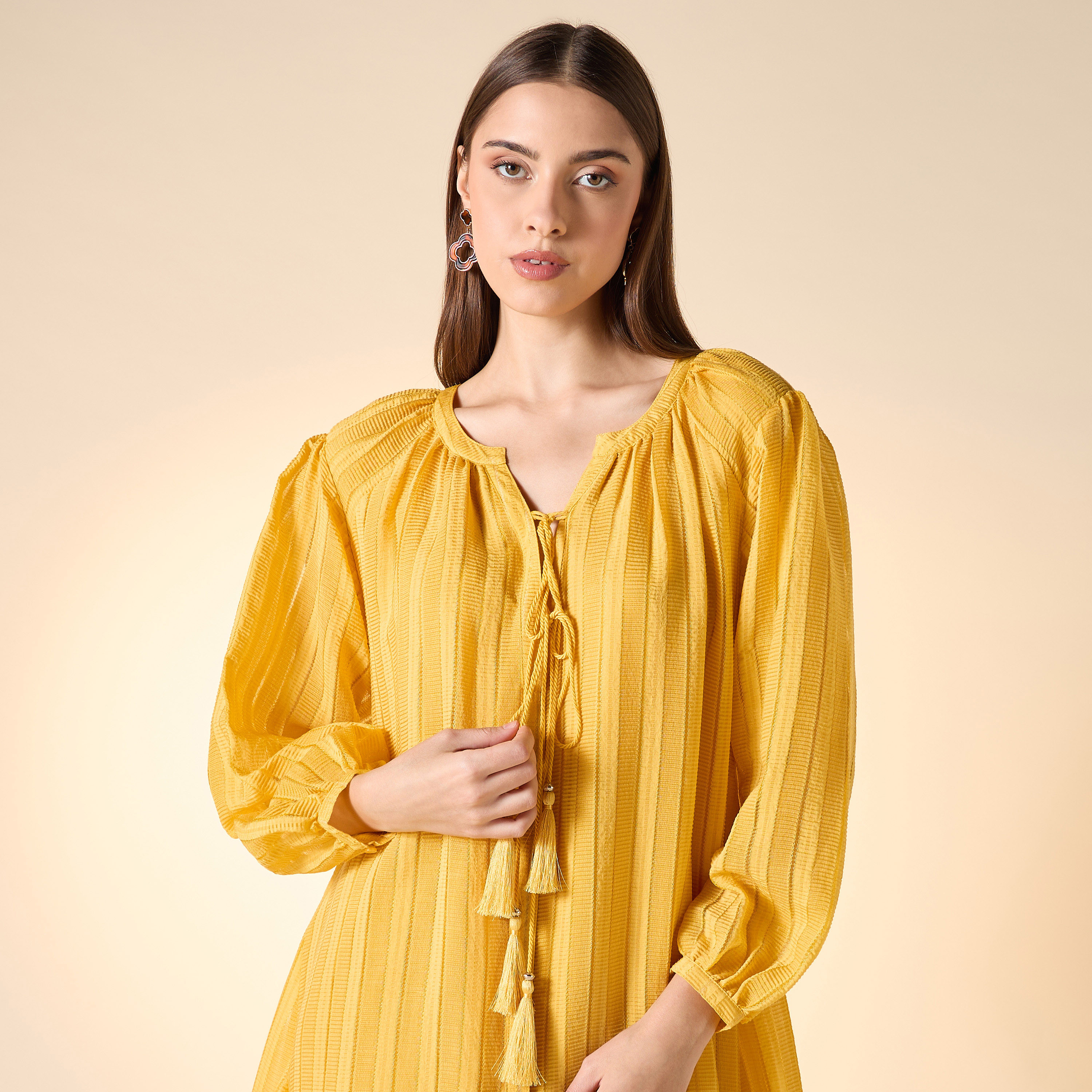 فستان بارز الملمس بأكمام طويلة وأربطة-women-clothing-dresses-image-9
