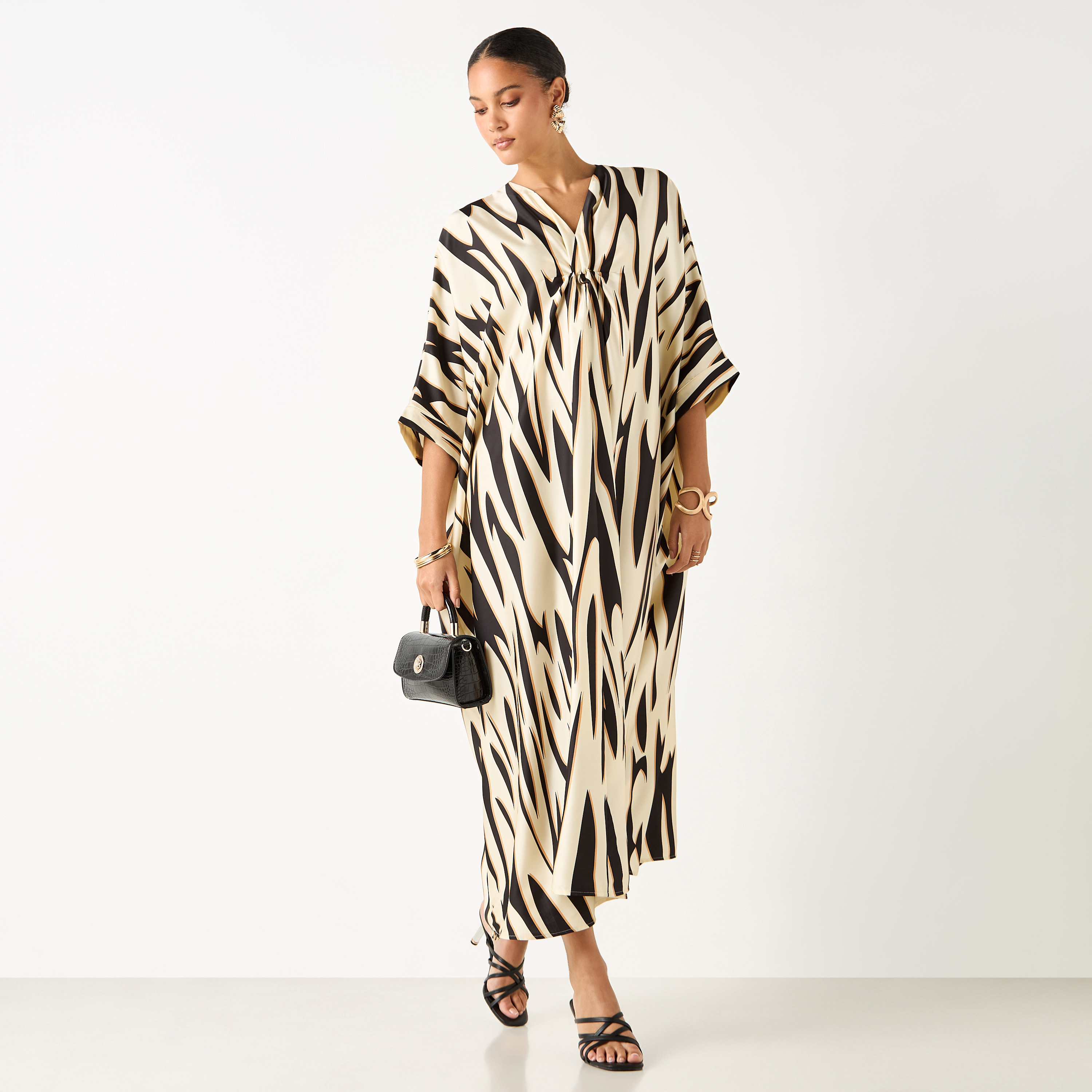 فستان قفطان بياقة V وأكمام 3/4 وطبعات-women-clothing-dresses-image-10