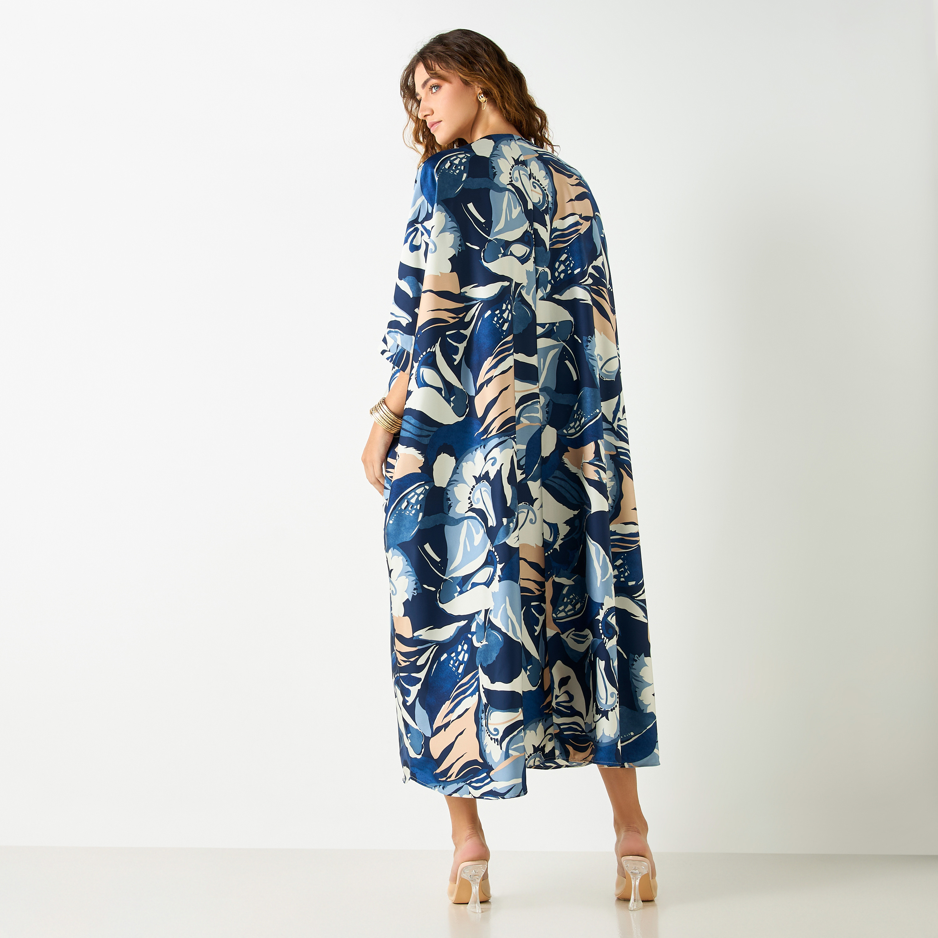 فستان قفطان بياقة V وأكمام 3/4 وطبعات-women-clothing-dresses-image-3